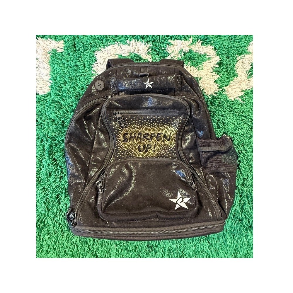 Rebel Athletic Backpack Girls OS Black Excellent Sharpen Up Rhinestone Cheer Bag
